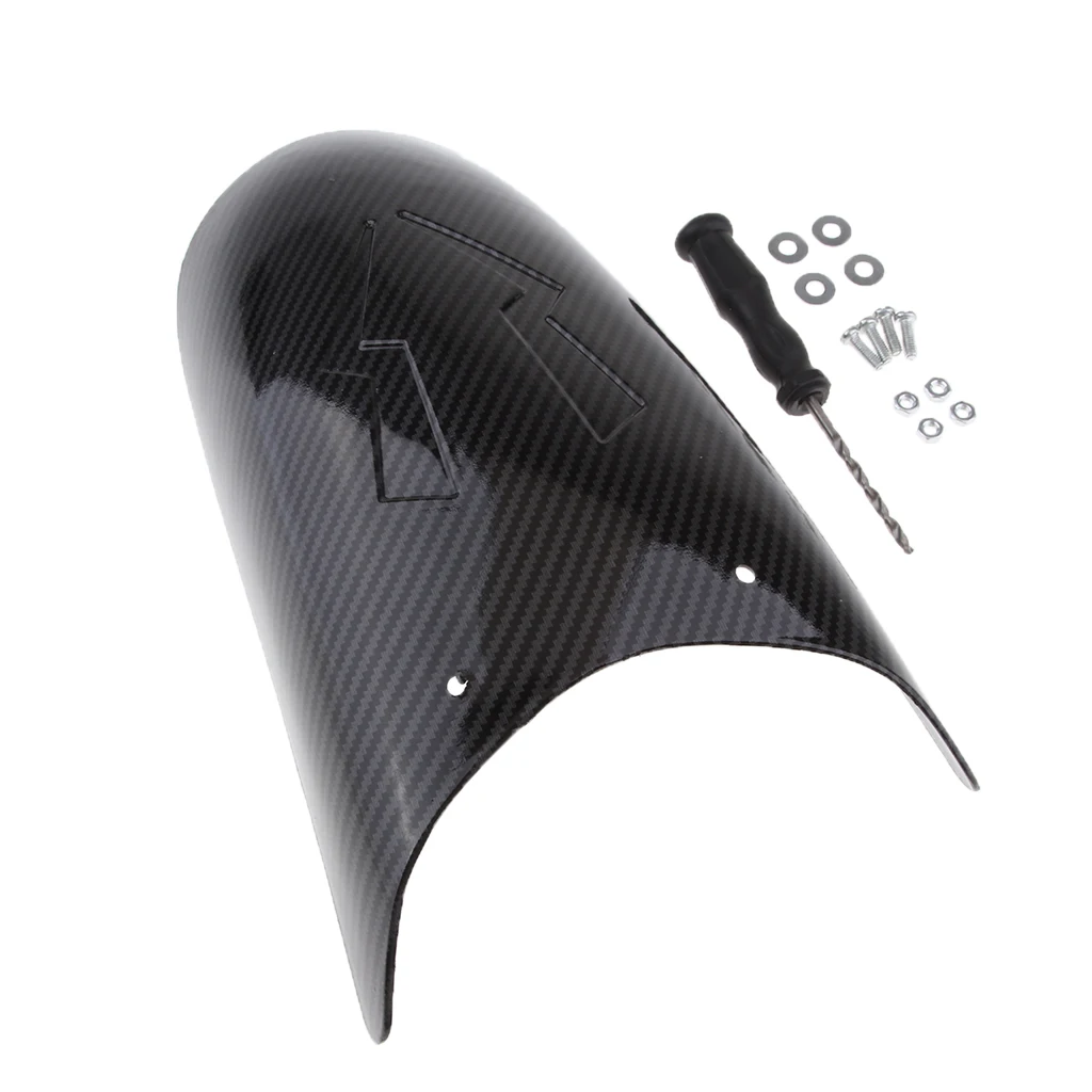 Carbon Fiber Front Fender Extension Wheel Splash Guard Cover Extender w/ Mounting Kits for Motorcycle Motorbike - Type 3