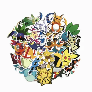 

45pcs Pikachu Totodile Mimikyu Litten Stickers Cosplay Accessories Prop PVC Waterproof Cartoon Decal Sticker