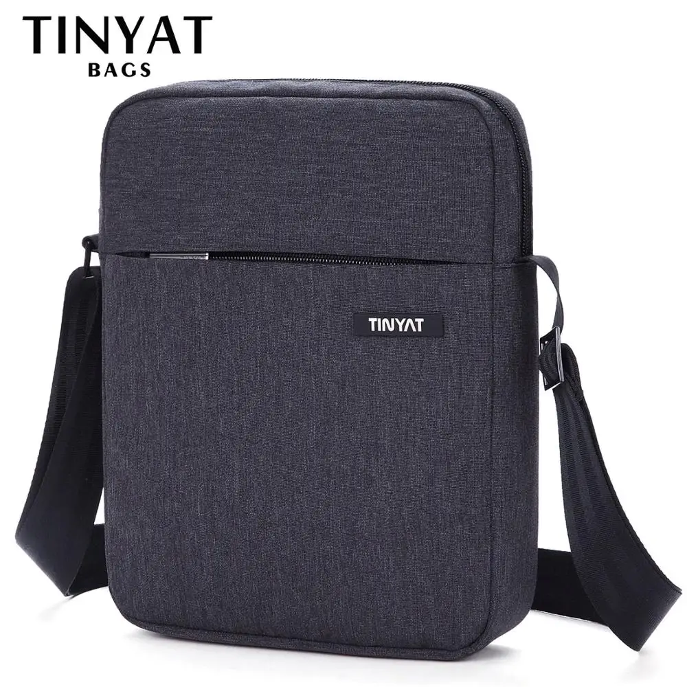 

TINYAT Men's Crossbody Bag Multifunctional Men Casual Bag Quality Male Shoulder Messenger Bags Canvas Leather Handbag Gray 511