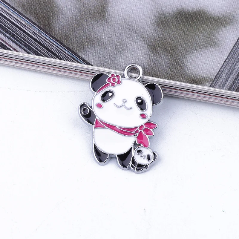 5 шт. Kawaii Panda Детские эмалированные амулеты серьги ювелирные изделия ручной работы с подвеской сделать браслет из сплава брелок Декор животных Diy аксессуары