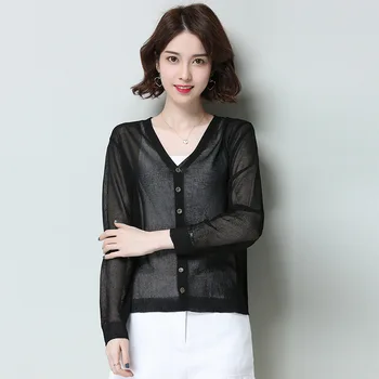 

New Lady's Hollow Knit Long Sleeve Cardigan Outerwear Top red