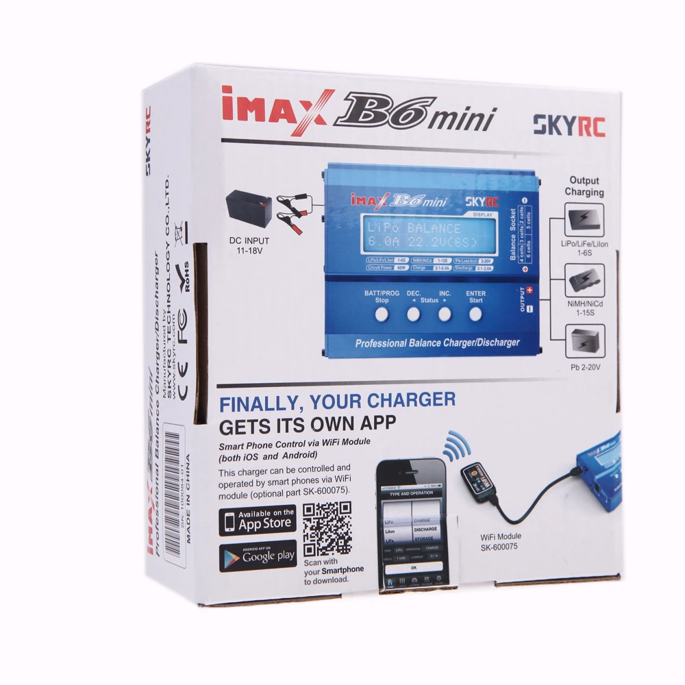 SKYRC IMAX B6 мини 60 Вт 6A RC батарея баланс зарядное устройство Dis зарядное устройство для 1-6s LiPo LiFe LiIon LiHv 1-15s NICD/NIMH 2-20 в PB