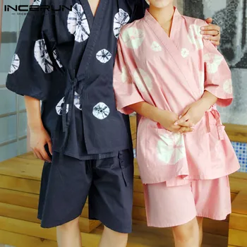 

2020 Summer Unisex Loose Soft Homewear Sleepwear Suits Men Printed Pajamas Sets Short Sleeve V Neck Tops Elastic Shorts 2 Pieces