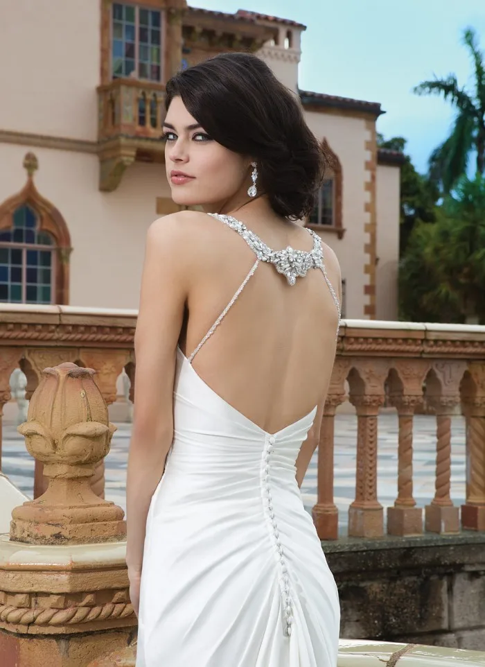 Robe de mariage vestido de novia элегантная Сексуальная шея возлюбленной с плеча плиссированные атласные свадебные платья подружки невесты