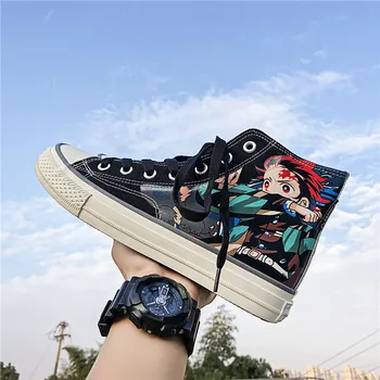 

2020 men vulcanize shoes High Top Lace-Up canvas sneakers Fashion Design shoes for men sapato masculino