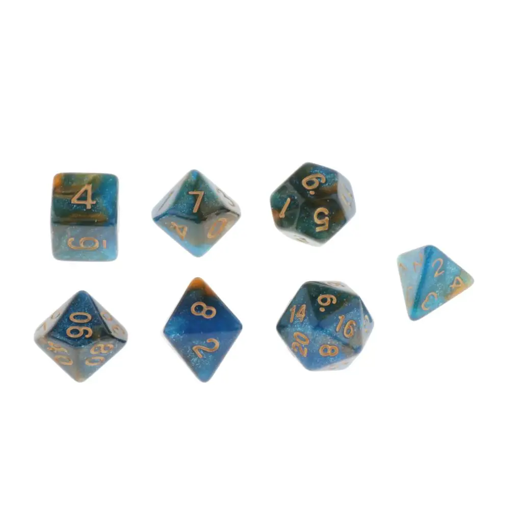 7 Pieces Polyhedral Dice Set for Role Playing Game Dungeons and Dragons D&D and Math Teaching - Select Colors