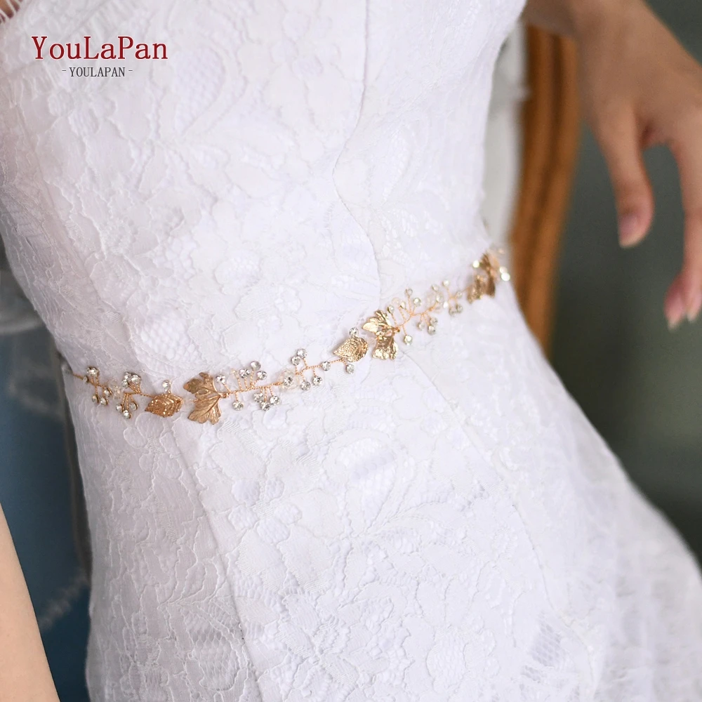 Golden Rhinestone Belts For Women Diamond Waist Dress Belt Ivory Bridal Belt with Sash Jeweled Sash