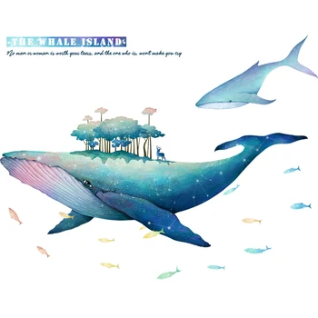 

Wall Sticker Whale in the ocean for kids rooms Baby room Decorative Nursery Poster Home Decor Bedroom DIY waterproof