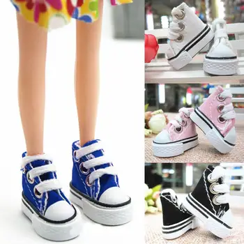 

Besegad Kids 1 Pair Fashion Mini Doll Canvas Denim Shoes Boots Dolls Sneakers Doll Clothes Accessories for Barbie Doll Toy