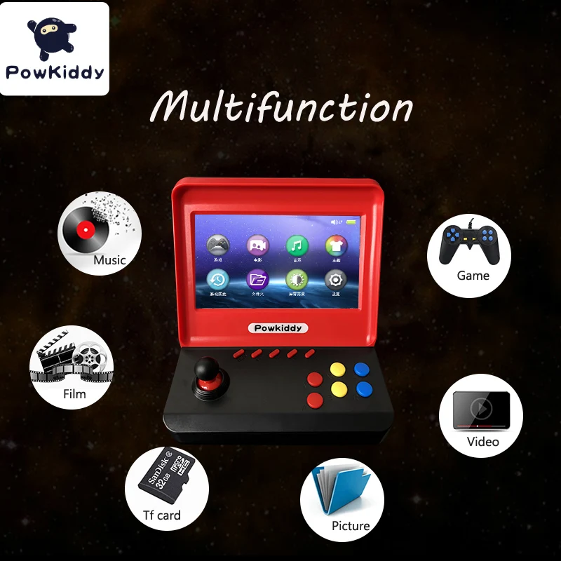 Powkiddy A9 Game Console Video Game Classic Retro Player 7.0 Inches HD Screen with 3000 Games with Two Gamepads Support TF Card