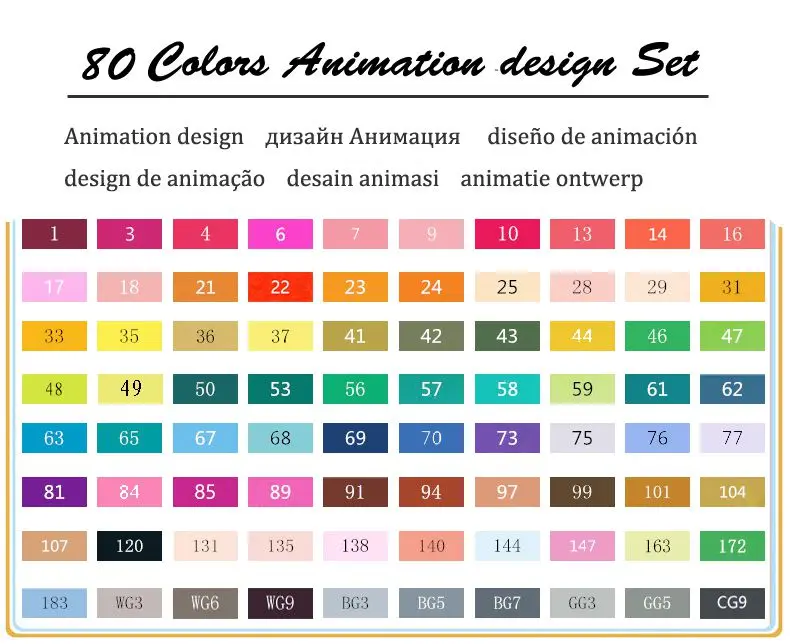80-Animation-Set TOUCHNEW 30/40/60/80 художественные маркеры на спиртовой основе с двойным наконечником для профессионального рисования, манги, скетчинга, дизайна - Цвет: 80-Animation-Set