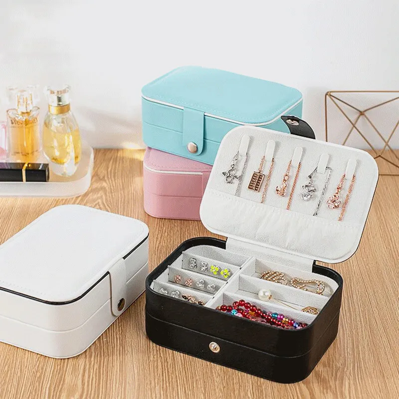 Cheap Chance for  PU Leather Girls Travel Jewelry Storage Box Necklace Earring Cosmetics Organizer Ring Lipstick Brac