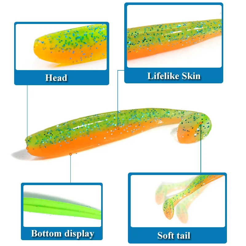 10 шт./пакет 12-Цвет семь Цвет приманки T-хвост 1,8 г/6,5 см мягкие приманки бионические приманки силиконовой пластичной swinbait