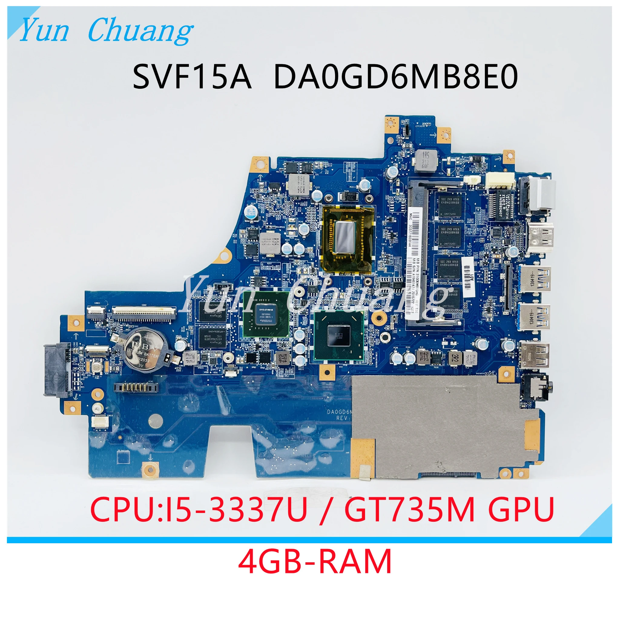 Материнская плата A1946150A A1949153A DA0GD6MB8E0 для ноутбука SONY Vaio SVF15A SVF15AA1QM GT735M GPU SR0XL I5-3337U CPU