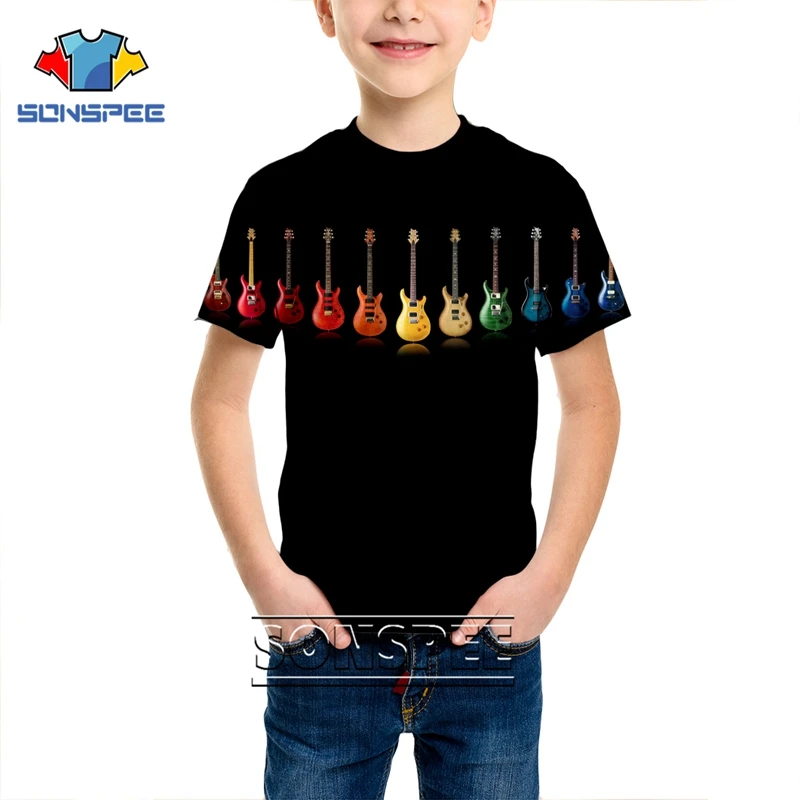 Футболка мужская футболка с 3d принтом аниме для мужчин футболки с гитарой, бас, музыка, Harajuku, Детские рубашки детская футболка модная футболка с короткими рукавами