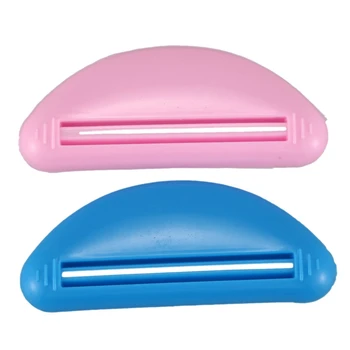 

2 Pcs Blue Pink Plastic Toothpaste Creams Cosmetics Gels Squeezer Tool