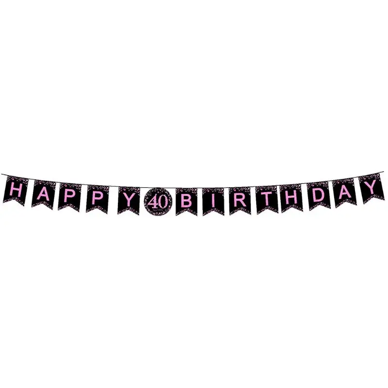 40-й день рождения поставки 114 шт-обслуживание 16, включает в себя черный и золотой баннер, одноразовая скатерть, ножи, ложки, вилки
