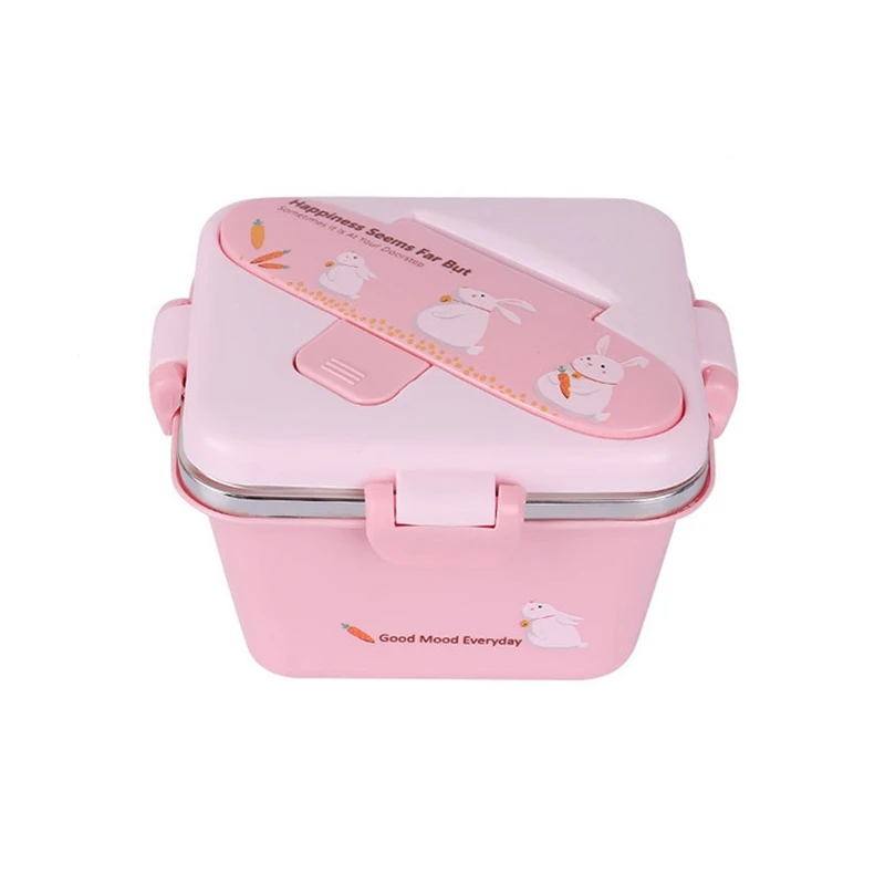 

500Ml Carton Stainless Steel Lunch Box Kids Leakproof Bento Portable Food Container for Kids Picnic School Send Tableware