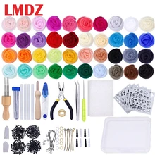 Lmdz agulha felting kit, lã roving 40 cores conjunto, agulha felting starter kit, lãs feltro ferramentas com felting ferramenta instrução