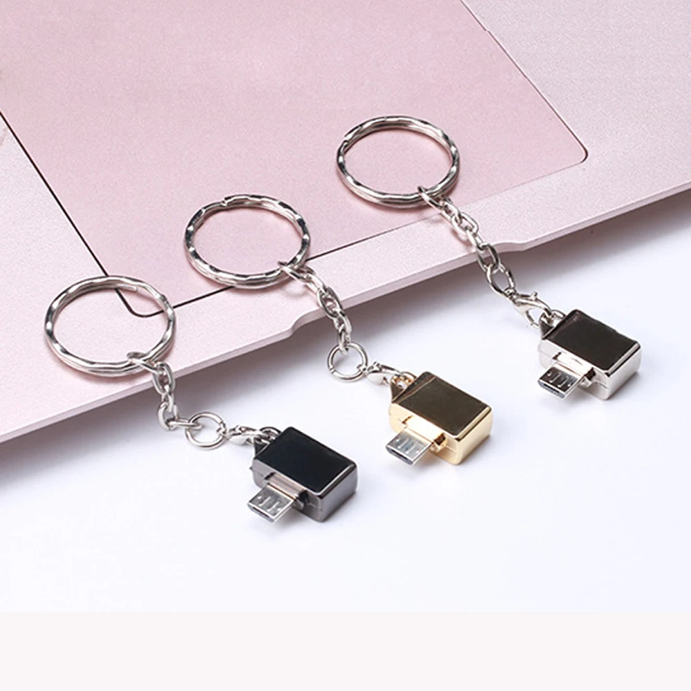 100 шт микро USB штекер к USB 2,0 A Женский Адаптер конвертера OTG с брелоком для сотового телефона адаптер Аксессуары для Android планшета