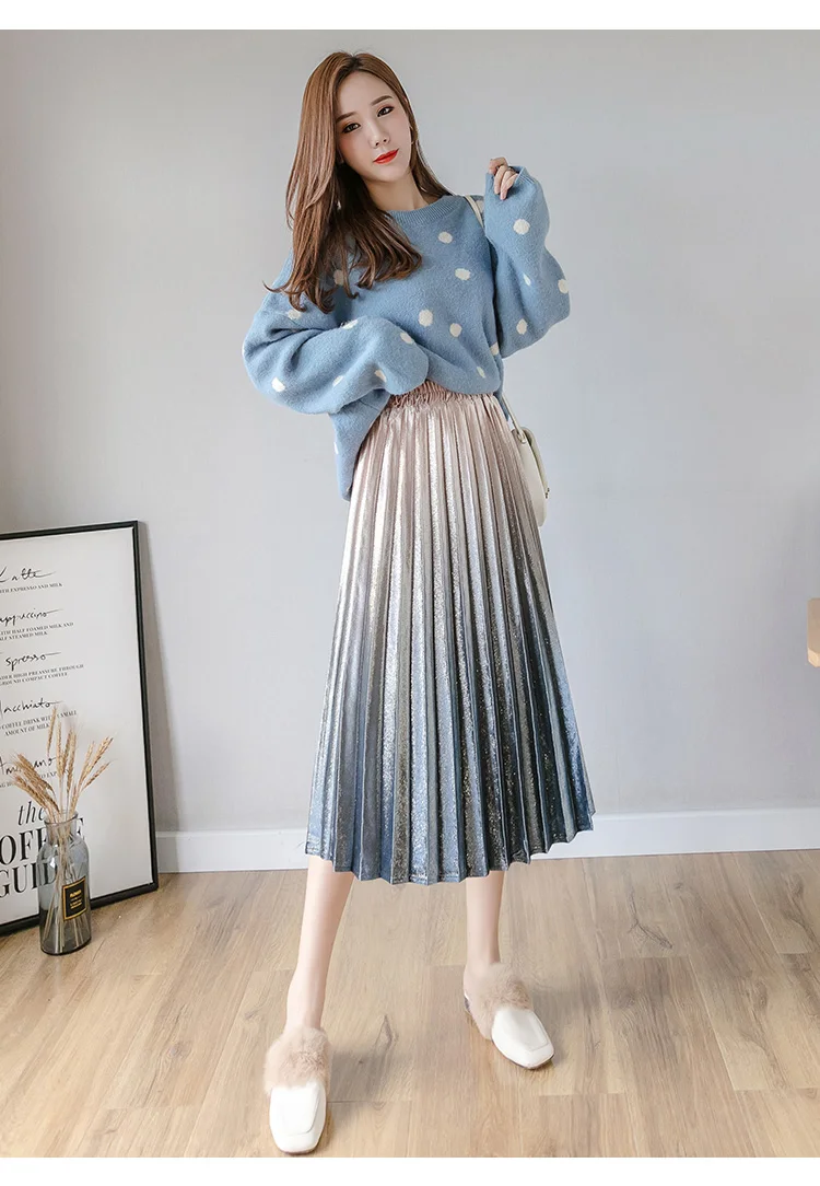 Apricot velvet Skirt FairyShely,, плиссированная Вельветовая длинная юбка, женская, Осень-зима, эластичная лента, высокая талия, Теплая юбка, абрикосовая, макси, офисная юбка - Цвет: Apricot velvet Skirt
