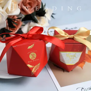 

New High Quality Diamond Paper Candy Boxes Wedding Favors Baby Shower Party Supplies Bomboniere Thanks Christmas Gift Box
