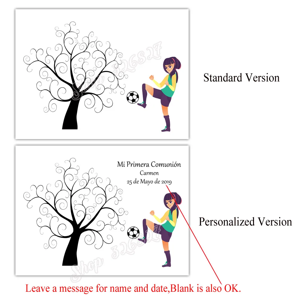 Футбол мальчик девочка бесплатно Пользовательское имя, дата отпечаток пальцев Подпись гость книга DIY Mi Primera Comunion вечерние Декор чернил Pad включены - Цвет: HK270-Y