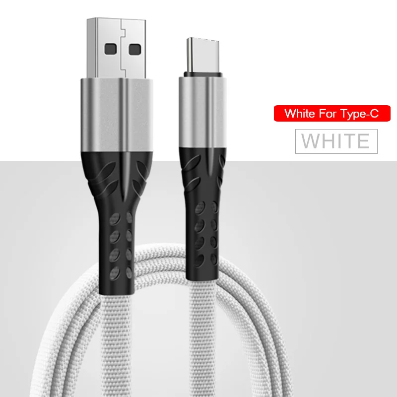 White-TypeC Для samsung Android Phone кабель быстрой зарядки 3.5A Micro usb type-C USBC мобильный кабель для зарядки телефона 1 м 2 м кабель передачи данных - Цвет: White-TypeC