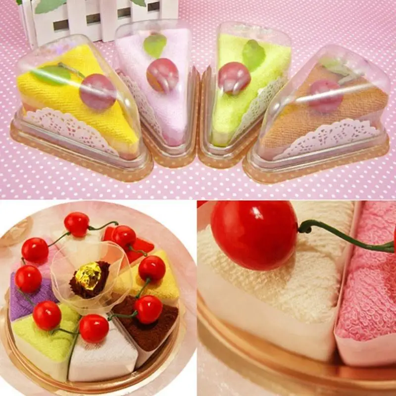 Maison 1 Pcs Gant De Toilette Serviette Gateau Forme Cadeau Doux Serviette Pour Mariage Fete D Anniversaire Salle De Bain Textiles
