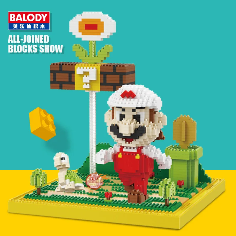 16033 No box Balody 16031 мини блоки мультфильм строительные игрушки для детей Juguetes аукциона аниме модель Luigi детские подарки Марио сборки - Цвет: 16033 No box