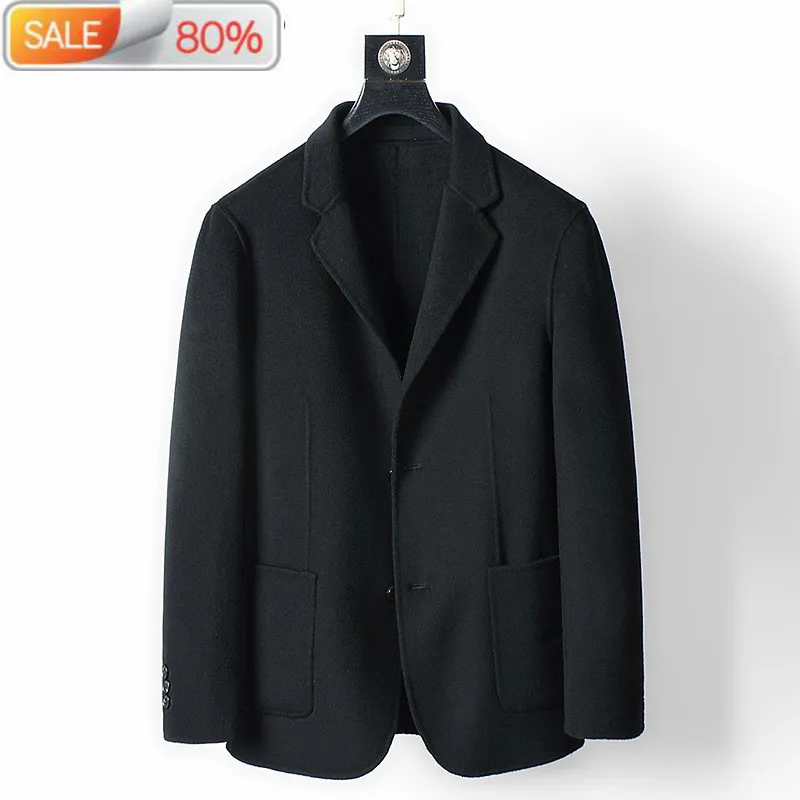 Men's Wool Coat Spring Autumn Black Double-sided Woolen Jacket Men Overcoat 2020 Casaco Masculino MC1AD337 B24291 Men's Wool Coat Spring Autumn Black Double-sided Woolen Jacket Men Overcoat 2020 Casaco Masculino MC1AD337 B24291