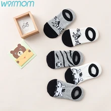 WARMOM/5 пар; Детские Короткие Носки с рисунком зебры; мягкие хлопковые детские носки; вязаные носки с принтом; поставка для матери и ребенка