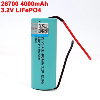 

26700 3.2V 4000mAh LiFePO4 Battery 3C Continuous Discharge High power battery DIY Silicone Wire for Electric Car scooter