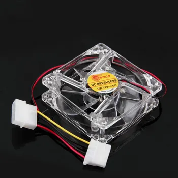 

Blue Quad 4-LED Light Neon Clear 80mm PC Computer Case Cooling Fan Mod 5.28