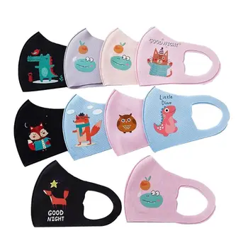 

10Pcs PM2.5 Kid Reusable Anti Face Mask Breathable Washable Sponge Dustproor Mouth Mask Random Pattern for Children