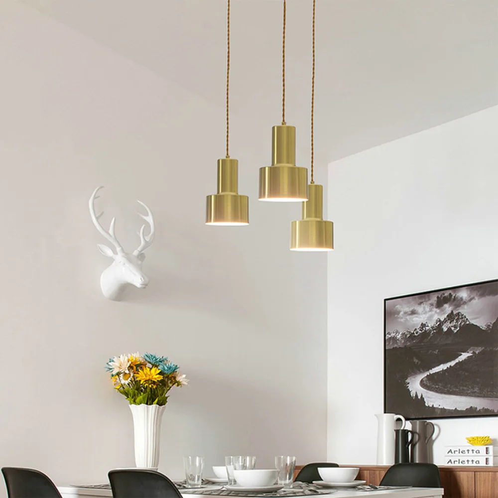 Скандинавские железные искусства латунь одна голова люстра бар стойка офиса
