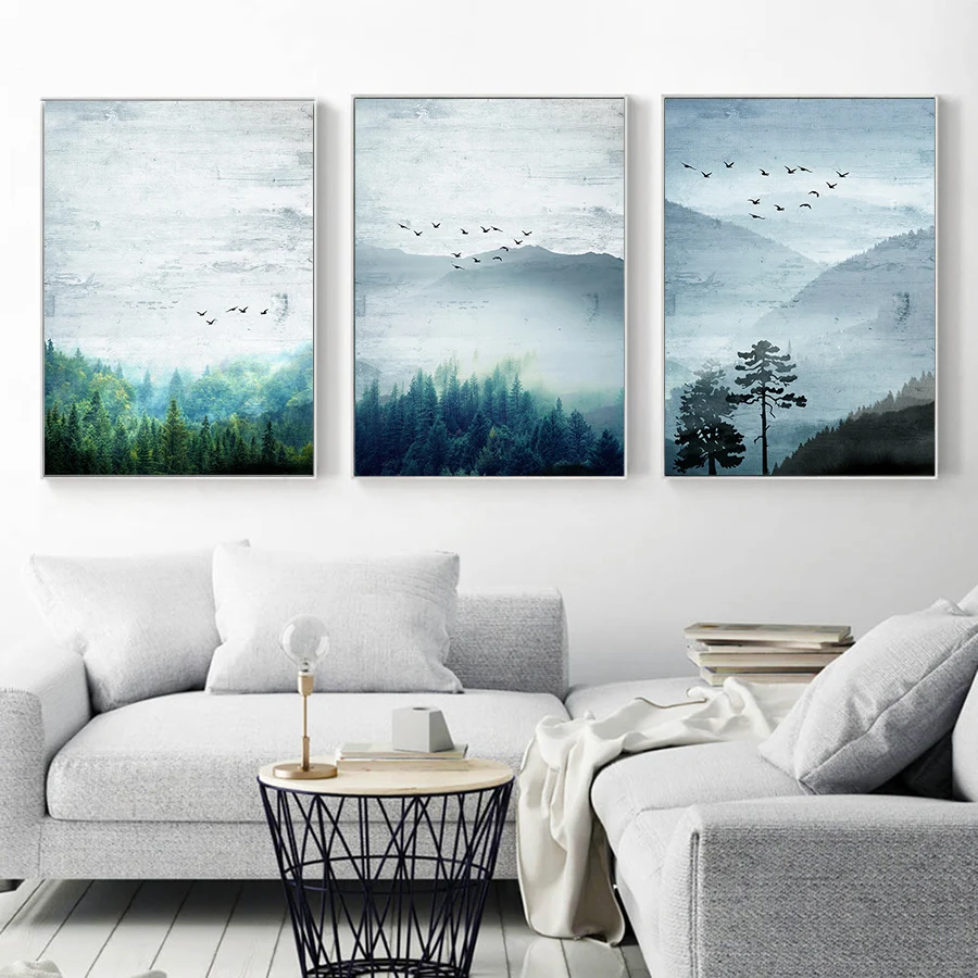 Абстрактная картина маслом с изображением леса пейзаж на стену полотно Плакаты и