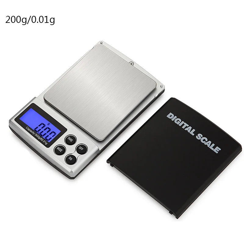 Urijk Мини цифровые кухонные весы 0,01/0,1 г Высокая точность Подсветка ювелирные весы электрические карманные граммовые весы для еды - Цвет: 200g-0.01g
