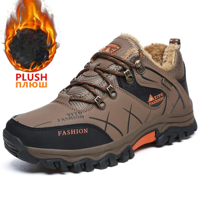 Men Winter Waterproof Leather Hiking Boots