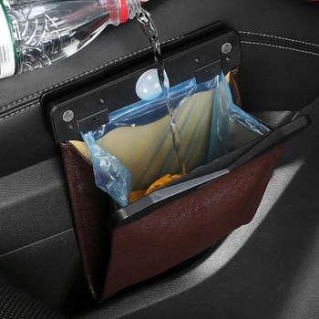 

Hidden foldable Car Trash auto Interior Chair back Pocket LDE induction Rubbish Storage bag waste collection bin Accessorie item