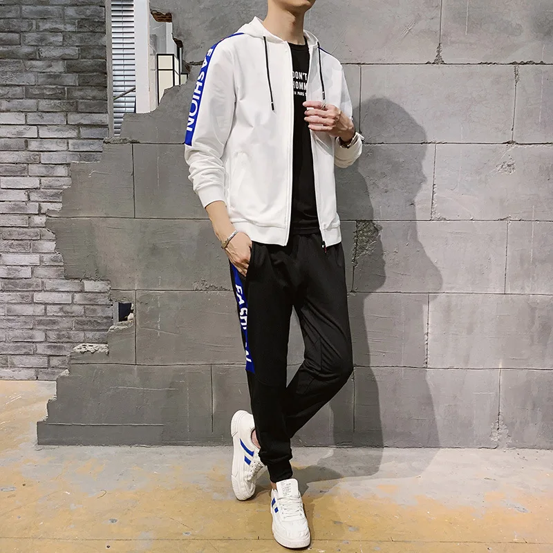 

Autumn Youth Men's Leisure Sports Suit Korean-style Trend Versitile Fashion Slim Fit Coat Trousers Two-Piece Set