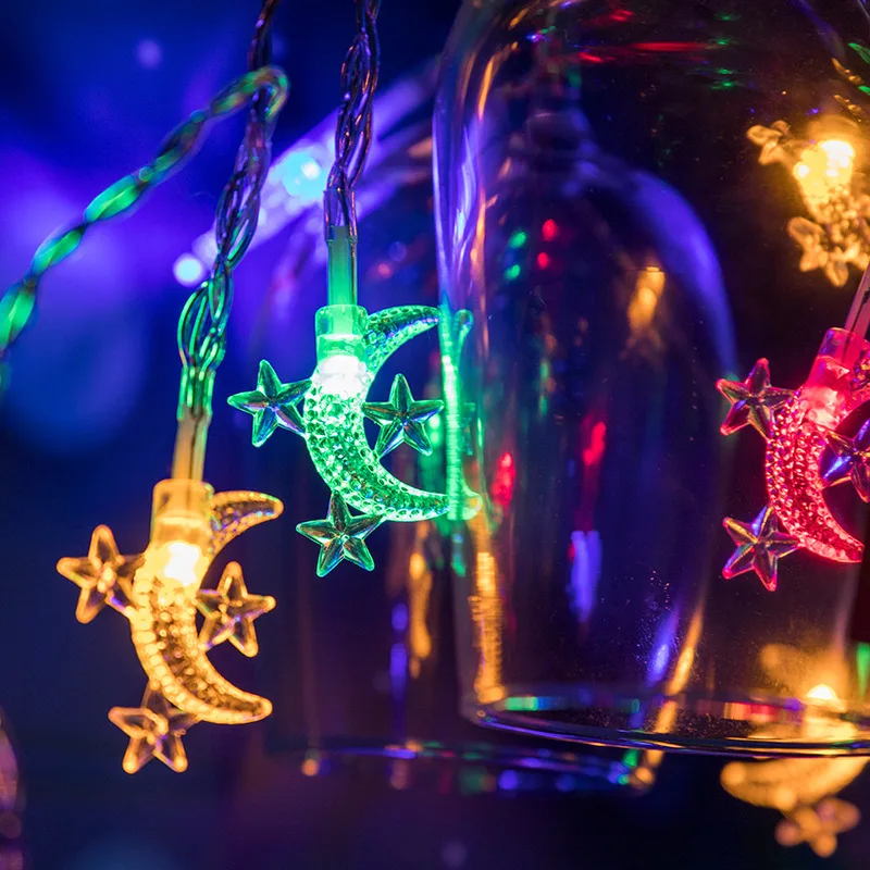 Garland Light String Moon Star Novelty Lights Fairy LED Lights Decoration Wedding Outdoor Lighting Patio Decore Lamp For Holiday