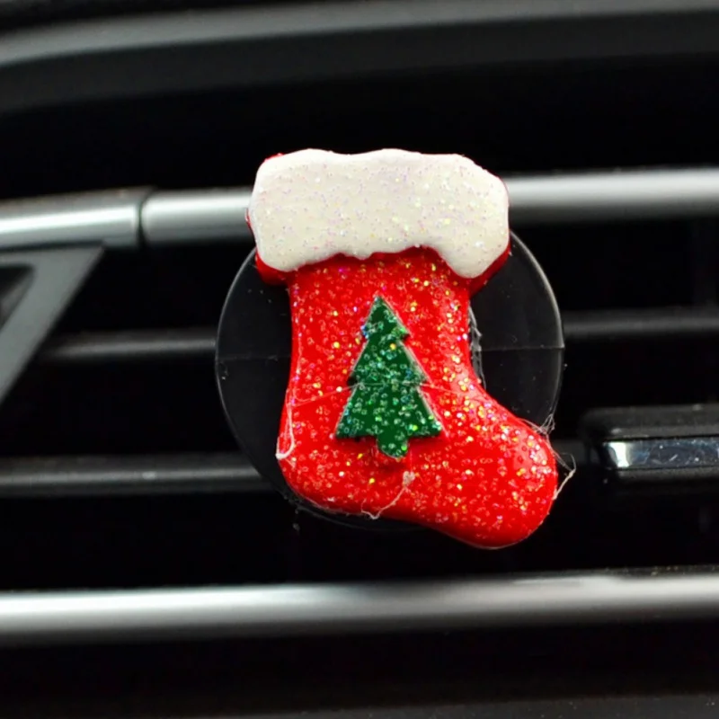 Рождественский кондиционер на выходе клип духи автомобиля освежитель воздуха автомобиля орнамент Санта-Клаус украшения - Название цвета: E
