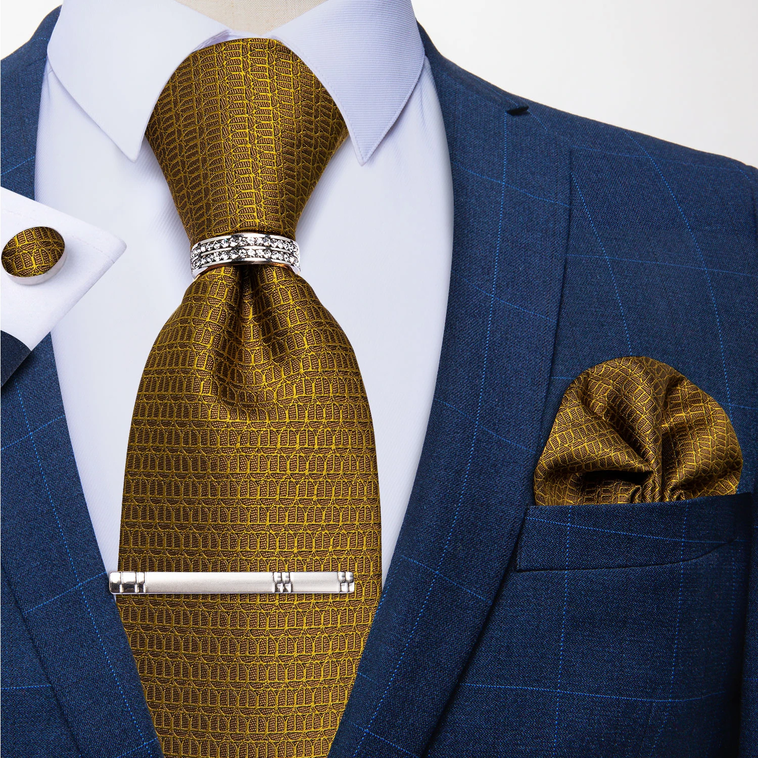 Neue modische Herrenkrawatten, silberfarben, mit Blumenmuster, 8 cm, Krawatte für Business, Hochzeit, Party, Gravata, Ringclip, Krawatte, Geschenk für Männer, DiBanGu – Detail 36