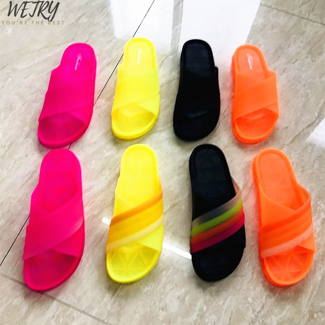

Free send 2019 new women's shoes Europe candy color sandals slippers sequins beach shoes outdoor home travel slippers