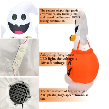 

4 FT Tall Halloween LED Lighted Inflatable Pumpkin Ghost lamp Party Decoration lantern For Halloween party