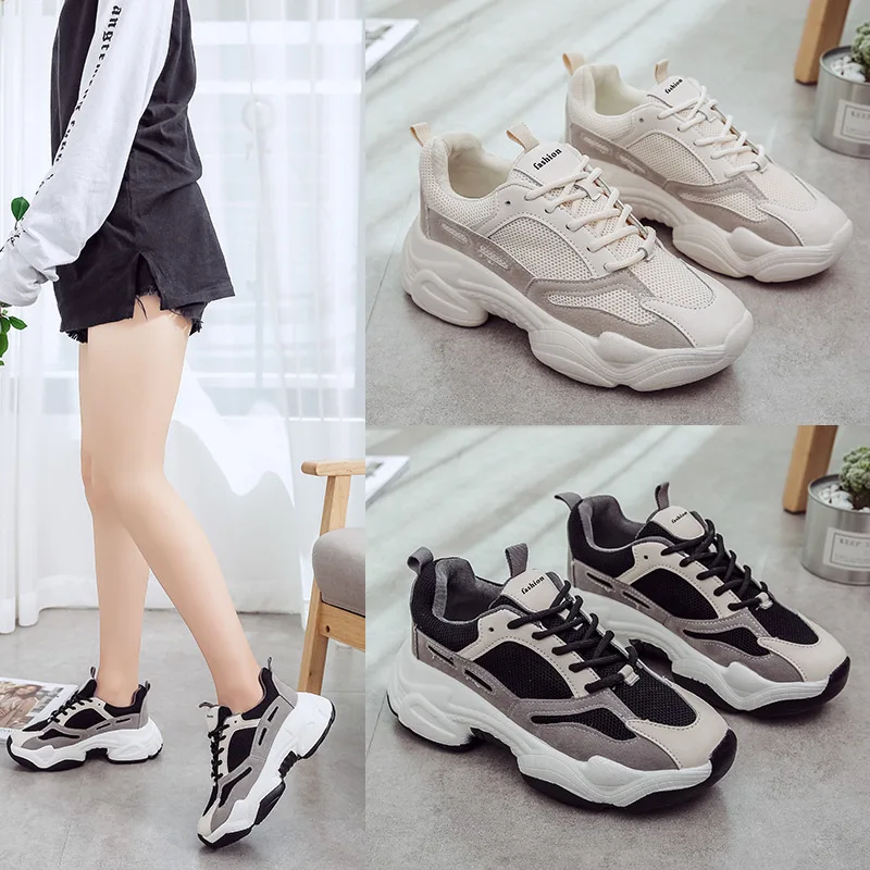 

Dad Shoes Women's 2019 Autumn New Style Korean-style Fashion Thick Bottomed Online Celebrity Extra High Breathable Casual Sports