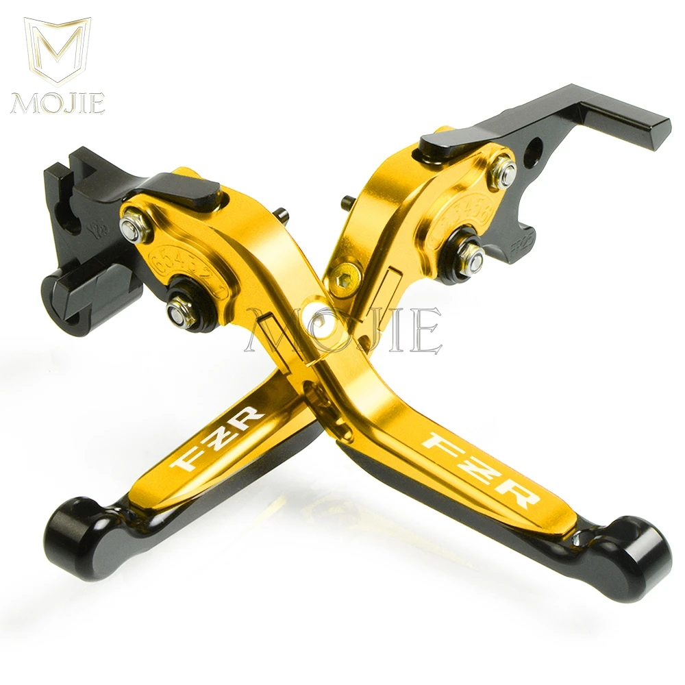 Gold Black Motorcycle CNC Adjustable Folding Extendable Brake Clutch Levers For YAMAHA FZR750R FZR1000 FZR 750R 750 FZR750 R 1000 GENESIS - Цвет: Gold Black