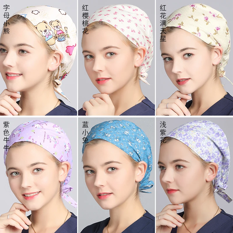 

Operating Room Cap, Pure Cotton Tie Cap, Floret Cap, Universal Cap For Men And Women, Cap Pattern For Medical Nurses With Breath