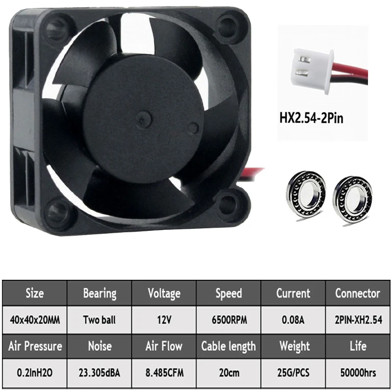 20 шт. Gdstime 12 В DC 4010B 2Pin шарикоподшипник вентилятор радиатора для 3D-принтера 40X40X20 мм Мини 4 см вентилятор охлаждения